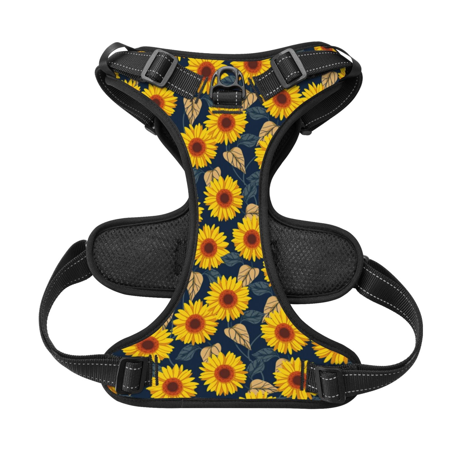 Kdxio Sunflowers Print No Pull Dog Harness Adjustable Reflective Oxford Easy Control Medium Large Dog Harness for Training and Everyday-Large