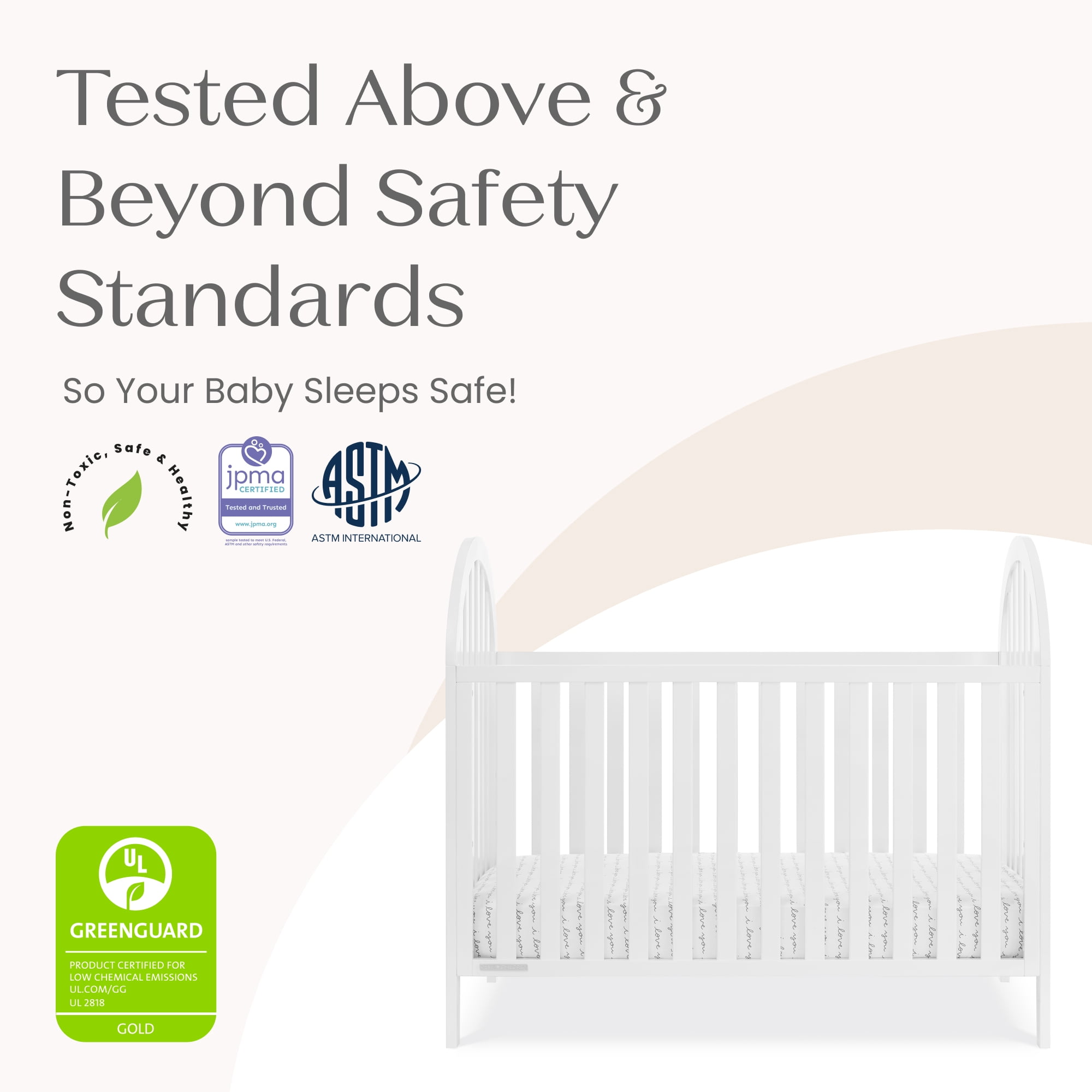 Delta Children Milano 4-in-1 Convertible Crib - Greenguard Gold Certified, Bianca White