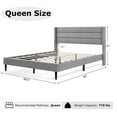 thumbnail image 3 of Costway Queen Bed Frame with Wingback Headboard Linen Upholstered Platform Bed Grey, 3 of 10