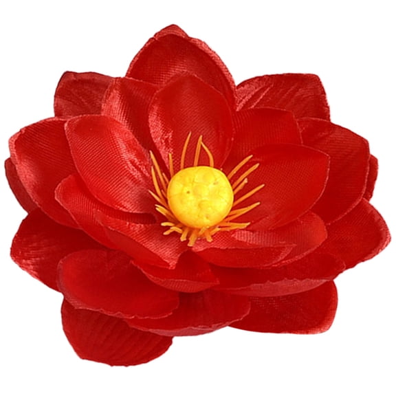 Artificial 10cm Bright Red Lotus Flower Head, 3-Pack Lifelike Water Lily Bloom for Vase and Home Decor, 3PCS (Bright Red)