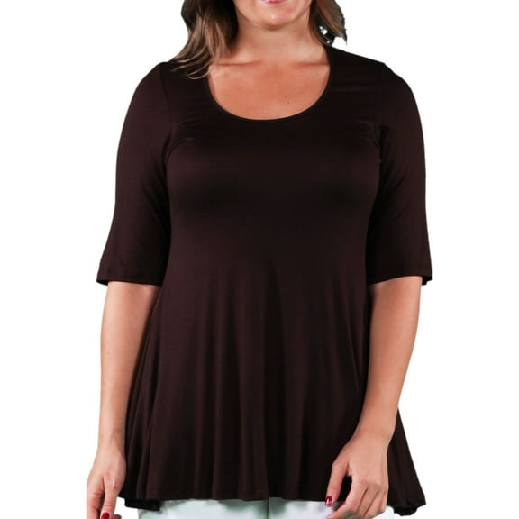 Plus Size Tunic Top Brown 1X