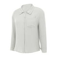 thumbnail image 6 of Neewe Women's Collar V Neck Blouse Long Sleeve Button Down Split Hem Long Shirt Top, 6 of 8