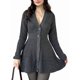 thumbnail image 1 of Vestido Mini de Punto con Cuello en V, Larga y Botones para Mujer Gris XL, 1 of 10