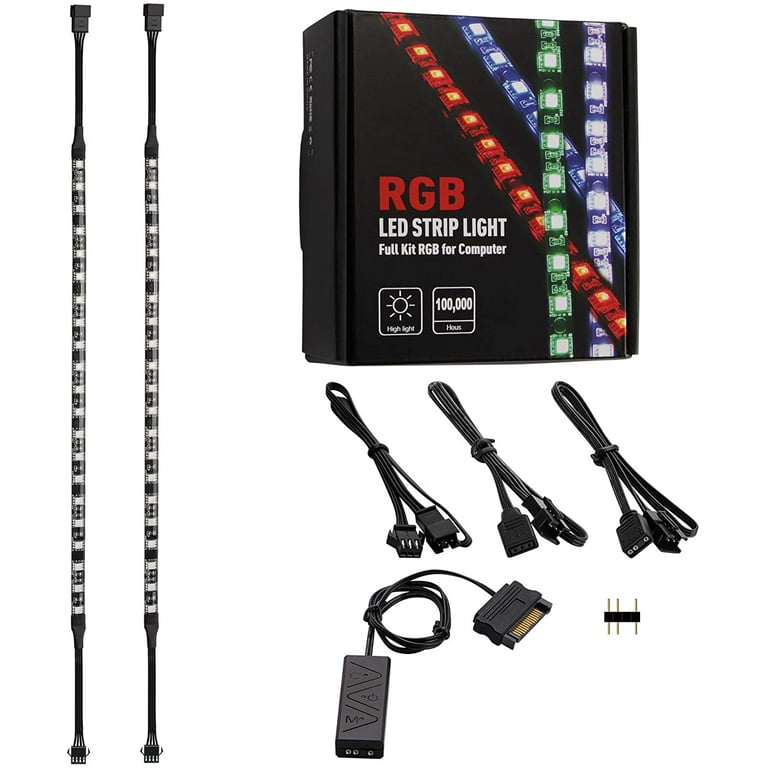 AsiaHorse PC ARGB LED Strip, 5V 3Pin Gaming Strip Per PC Case, Magnetic RGB LED Strip Compatibile Con Aura SYNC/Gigabyte RGB Fusion/MSI Mystic Light Sync, Antiriflesso, Proteggi Occhi, 28CM