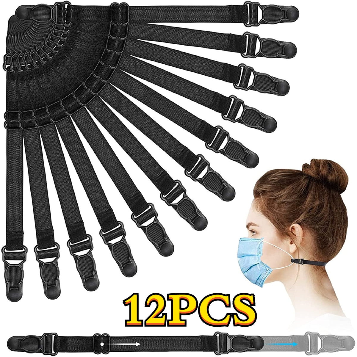 Black Ear Savers for Face Masks Mask Extender Strap Mask Ear Savers