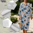 thumbnail image 5 of DISNIMO Womens Summer Dresses Floral Print Linen Style Casual Loose Maxi Dress V Neck Loose Dresses Fashion 3/4 Sleeve Dress for Women, 2XL, 5 of 6