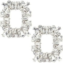 2PCS Silver Shoe Clip Shoes Jewelry Decoration Rectangle Crystal Shoe Buckle with Crystal Rhinestone for Wedding Party Shoes Decoration DIY