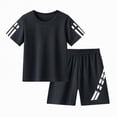 thumbnail image 4 of HCNTES Toddler Baby Boys Spring Summer Clothes Short Sleeves T-Shirt Tops + Shorts Cute Outfits Set For 2t 3t 4t 5t 6t 7t 8t 9y Kid Daily School Activities(L2-Black,3-4 Years), 4 of 4
