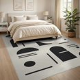 thumbnail image 3 of ODIKA 8'x10' Washable Area Rug Non-Slip Chair-Friendly Mat Black White Geometric Abstract Art Design Elegant Contrasts in Modern Minimalist for Dining Room, Large Office, Lounge, 3 of 7