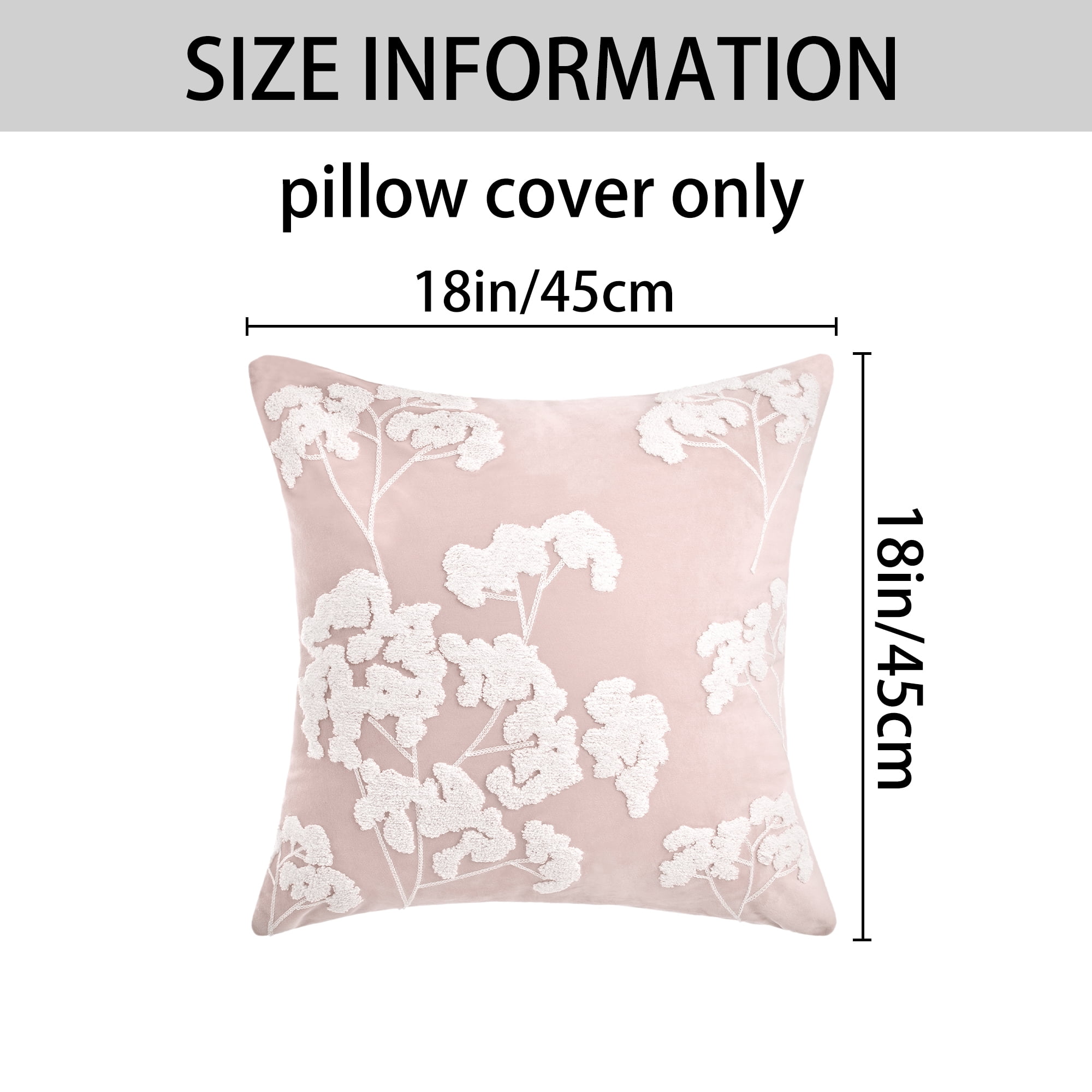 Unique Bargains Velvet Throw Pillow Covers with Blossom Pattern Pack of 2 Pink 18" x 18"