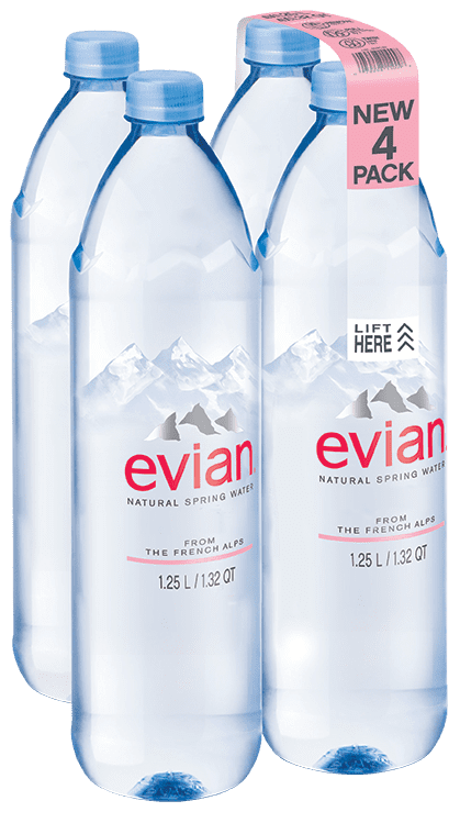 Evian Natural Spring Water, 42.2 Fl Oz, 4-Pack by Danone Waters of America