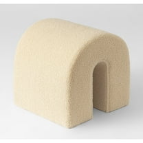 SHYFOY N-Shaped Upholstered Accent Ottoman – Modern Fabric Footrest Stool, Small Bench for Living Room