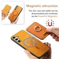 thumbnail image 3 of Phone Case for Samsung Galaxy S24 FE, Detachable Magnetic Card Bag, Ring Kickstand, PU Leather + TPU Material, Ultra Slim Shockproof Drop Protective Back Cover for Galaxy S24 FE, Yellow, 3 of 6