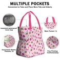 thumbnail image 3 of Pink Football and Flowers Pattern Drawstring Lunch Bag Women - Drawstring Lunch Bag Insulated for Work Office - Stain-Resistant Large Lunchbags for Women with Multi-Pockets, 3 of 6