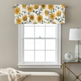 thumbnail image 3 of Sunflowers Valance Curtain for Windows Bright Yellow Sunflower Floral Green Leaf Wooden Grain Rod Pocket Curtain Valances Short Window Treatments for Kitchen Bathroom Laundry Basement 42 x 18 Inch, 3 of 9