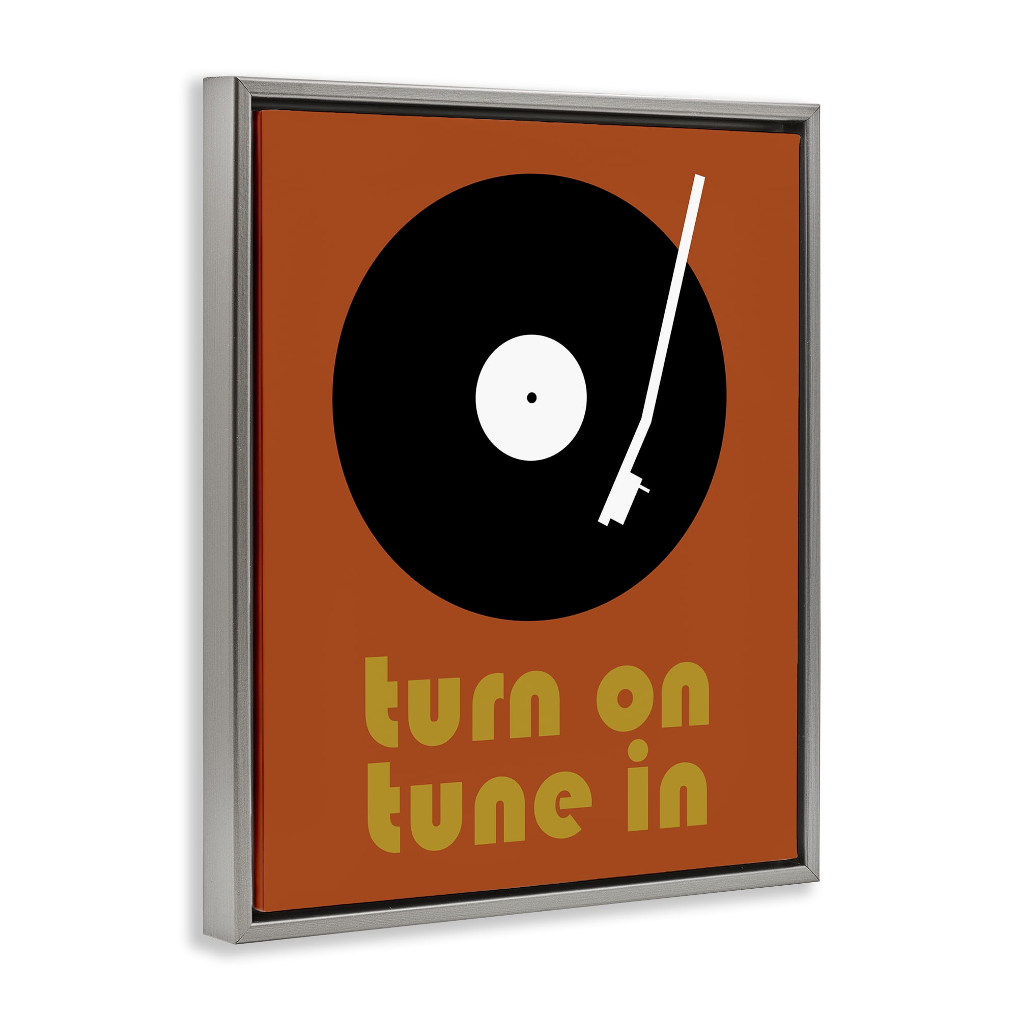 Stupell Industries Turn On Tune In Gray Framed Floater Canvas Wall Art, design by Tom Quartermaine