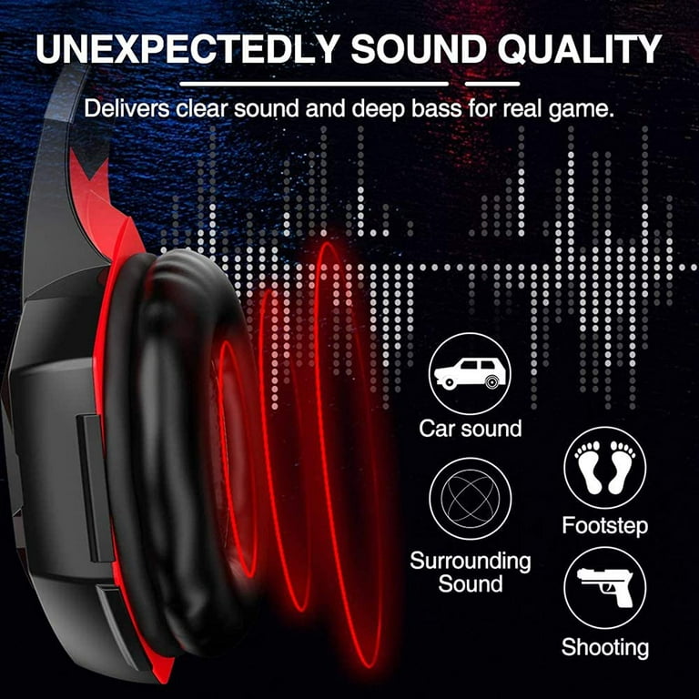 3.5mm Gaming Headset Mic LED Headphones Stereo Bass Surround For PC Xbox  One PS4 Red 