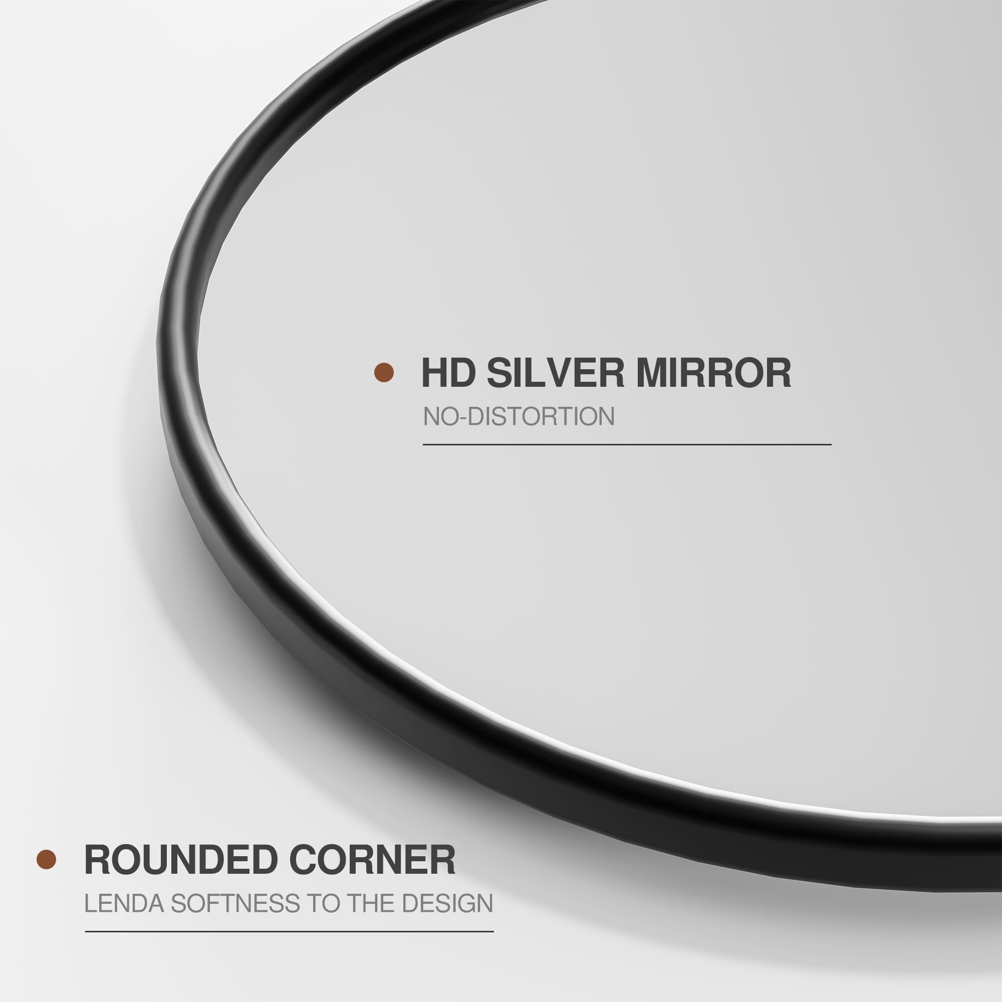 13"x9" Modern Iron Frame Arched Round Angle Wall Mirror Wall Mounted Mirror,Black