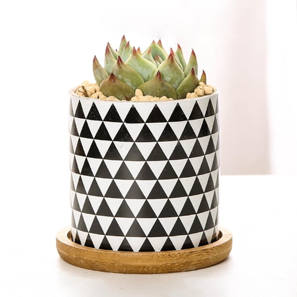 Macetas suculentas de cerámica nórdica con agujeros geométricos Mini macetas vidriadas macetas de jardinería Oficina escritorio Bonsai Macetas estilo 6 DYNWAVEMX maceta suculenta