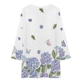 thumbnail image 3 of Hydrangea Purple Floral Loose Dress Evening Dress Summer Dresses for Women Luxury Dress Long Sleeved Dress, 3 of 4