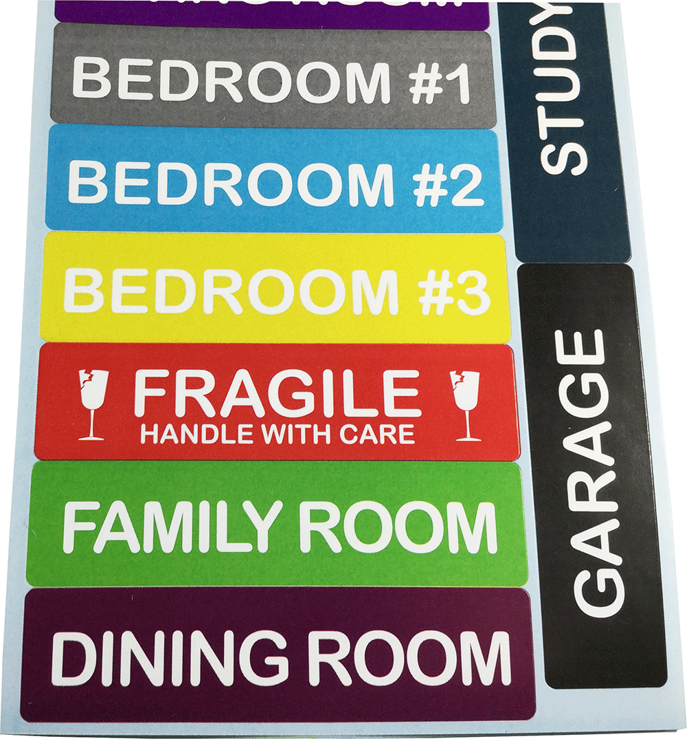 Label Move Fragile Stickers 350 Moving Labels For 2-Bedroom Move - Color Coded ...