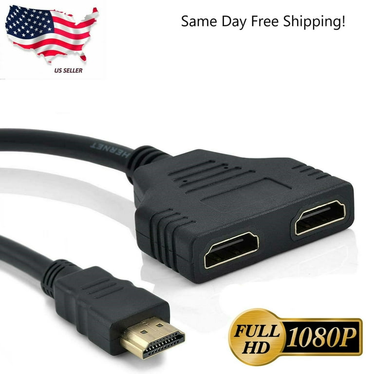 Flåde Arctic stave 1080P HDMI Male to Dual HDMI Female 1 to 2 Way HDMI Splitter Adapter Cable  for HDTV Signal One in Two Out - Walmart.com