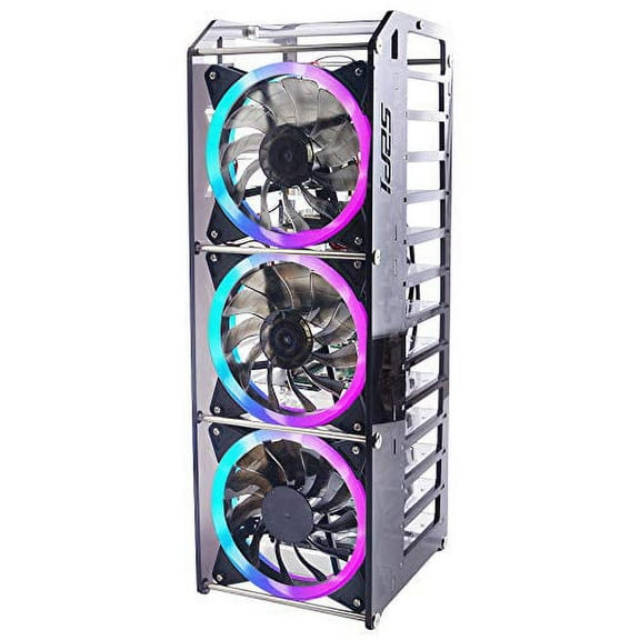 GeeekPi New Raspberry Pi Cluster Case, Raspberry Pi Rack Case Stackable Case with Cooling Fan 120mm RGB LED 5V Fan for Raspberry Pi 4B/3B /3B/2B/B  and Jetson Nano (12-Layers)