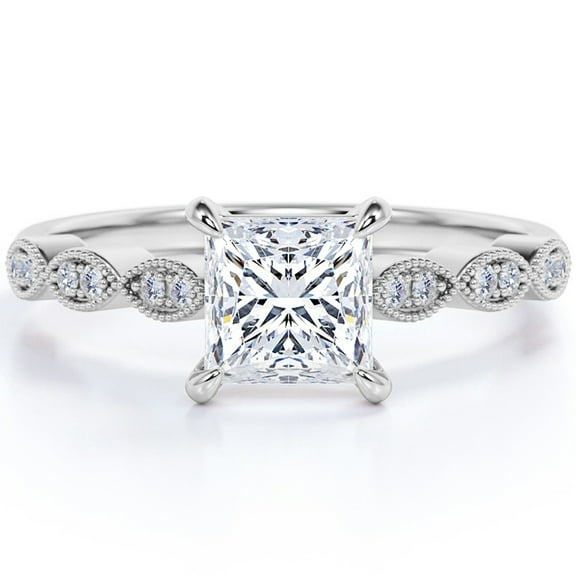 JeenMata Stunning 1.5 Carat Moissanite Engagement Ring in 18k Gold Over Silver