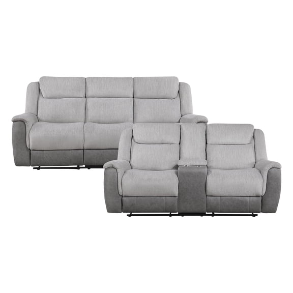 Lexicon Harriette Chenille 2pc Set Sofa  Loveseat in Gray