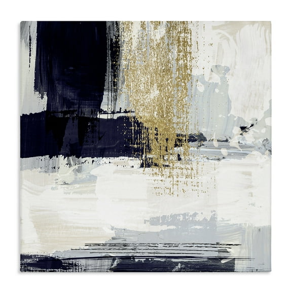 Stupell Industries Gold Accented Abstract Abstract Painting Gallery Wrapped Canvas Art Print Wall Art, 17 x 17