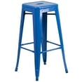 thumbnail image 5 of Flash Furniture Douglas Commercial Grade 24" Round Blue Metal Indoor-Outdoor Bar Table Set with 2 Square Seat Backless Stools, 5 of 5