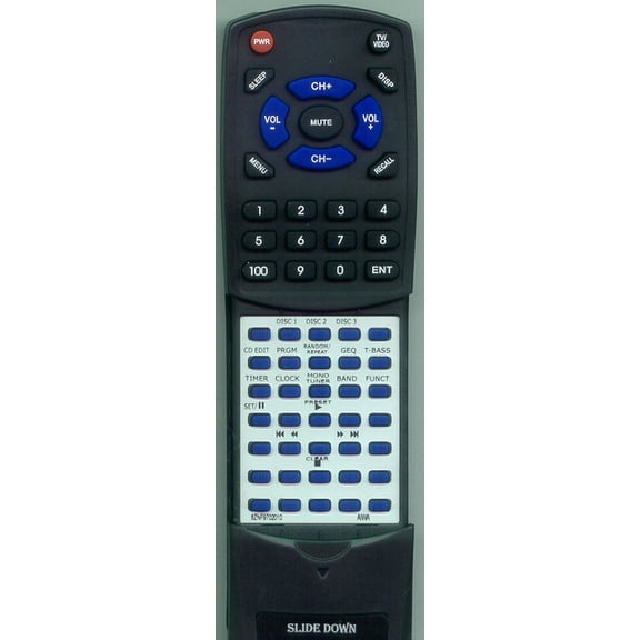 Replacement Remote for AIWA 8ZNF9702010, RT8ZNF9702010, RCZAS02, ZA60, CXNA111U, ZL720, SXNAJ22, NSXA111, ZL520, NSXAJ310, NSXAJ500, CXZL520, ZL720U,