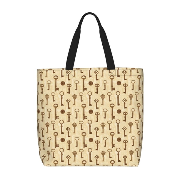 Balery Vintage Keys Bolsa de Mano para Mujeres con Cremallera, Bolsa de Gimnasio con Compartimentos, Bolsa para Laptop, Bolsa para Trabajo