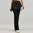 thumbnail image 5 of purcolt Women 2 in 1 Skirted Leggings Tummy Control High Waisted Flare Pants for Workout Yoga Tennis Fake Two Pieces & Side Drawstring, 5 of 9