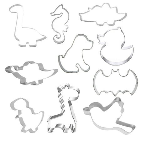

10pc/Set Dinosaur Animal Shape Cookie Stamps Stainless Steel Cookie Biscuit Cutter Tools Decoration