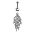 thumbnail image 4 of jiaroswwei Women Rhinestone Leaf Shape Pendant Navel Button Belly Ring Piercing Jewellry, 4 of 4