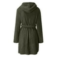 thumbnail image 6 of Feancey Todays Daily Deals Womens Winter Hooded Robe Cozy Fleece Short Bathrobes for Women Plush Warm Sleepwear Soft Long Sleeve Nightshirts with Pockets Army Green XXL, 6 of 8