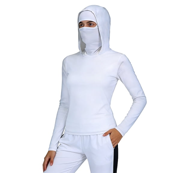 Sun Shirt Women UV Protection UPF 50 Lightweight Breathable Long Sleeve Rash Guard with Built In Face Mask for Hiking Running Cycling