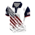 thumbnail image 4 of USA 250Th Anniversary Shirt Men's Short Sleeve Polo Shirt Stars and Stripes Print Button Front Casual Top Independence Day Patriotic Style Breathable White L, 4 of 4