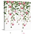 thumbnail image 2 of Pink Spring Floral Wall Art Painting on Canvas, Green Summer Botanical Canvas Art Home Prints Wall Art Framed Modern Artwork for Living Room Bedroom Wall Decor 16x16in, 2 of 9