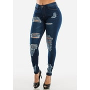 Moda Xpress Women Juniors Blue High Waist Female Skinny Jeans 10552A