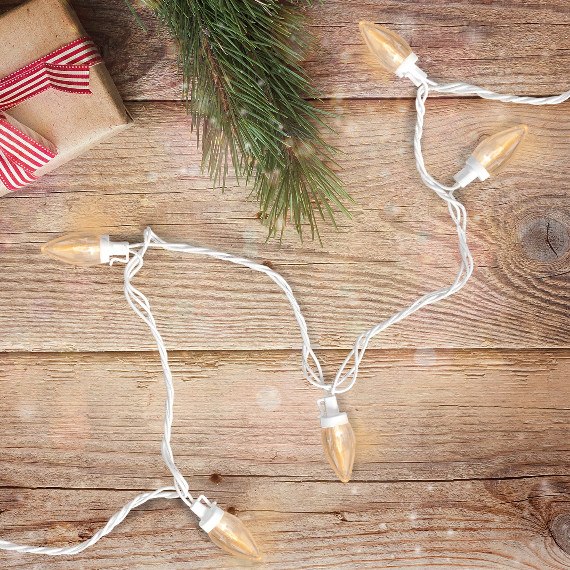 Northlight 25 Count LED C7 Christmas Lights 16 ft White Wire - 16' Clear