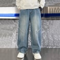thumbnail image 6 of NAISIBABY Boys Wide Leg Jeans,High Waist Casual Fall Winter Denim Pants with Pockets Blue Size 7, 6 of 8