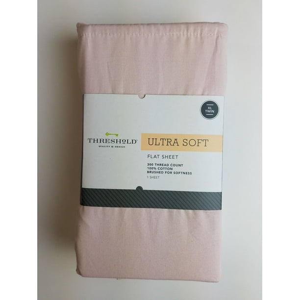 Threshold Ultra Soft Xl Twin Flat Sheet 100 Cotton 300 Thread Count Bedding, Light Pink Blush