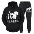 thumbnail image 2 of Trajes para hombre con estampado de "I Love Dachshunds", sudaderas con capucha y pantalones con letras de animales divertidos, conjuntos de 2 piezas, sudaderas casuales para amantes de los perros salc, 2 of 5
