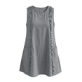 thumbnail image 4 of Dvprdro Womens Casual Summer Mini Dress Crewneck Sleeveless Ruffle Detail Side Pockets Shift A Line Dress Solid, 4 of 8
