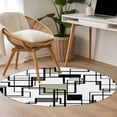 thumbnail image 5 of Round Area Rug 3ft, Sage Green Color Block Non-Slip Non-Shedding Floor Mat, Black Stripe Abstract Geometric Washable Sturdy Carpet for Living Room Bedroom Home Decor, 5 of 9