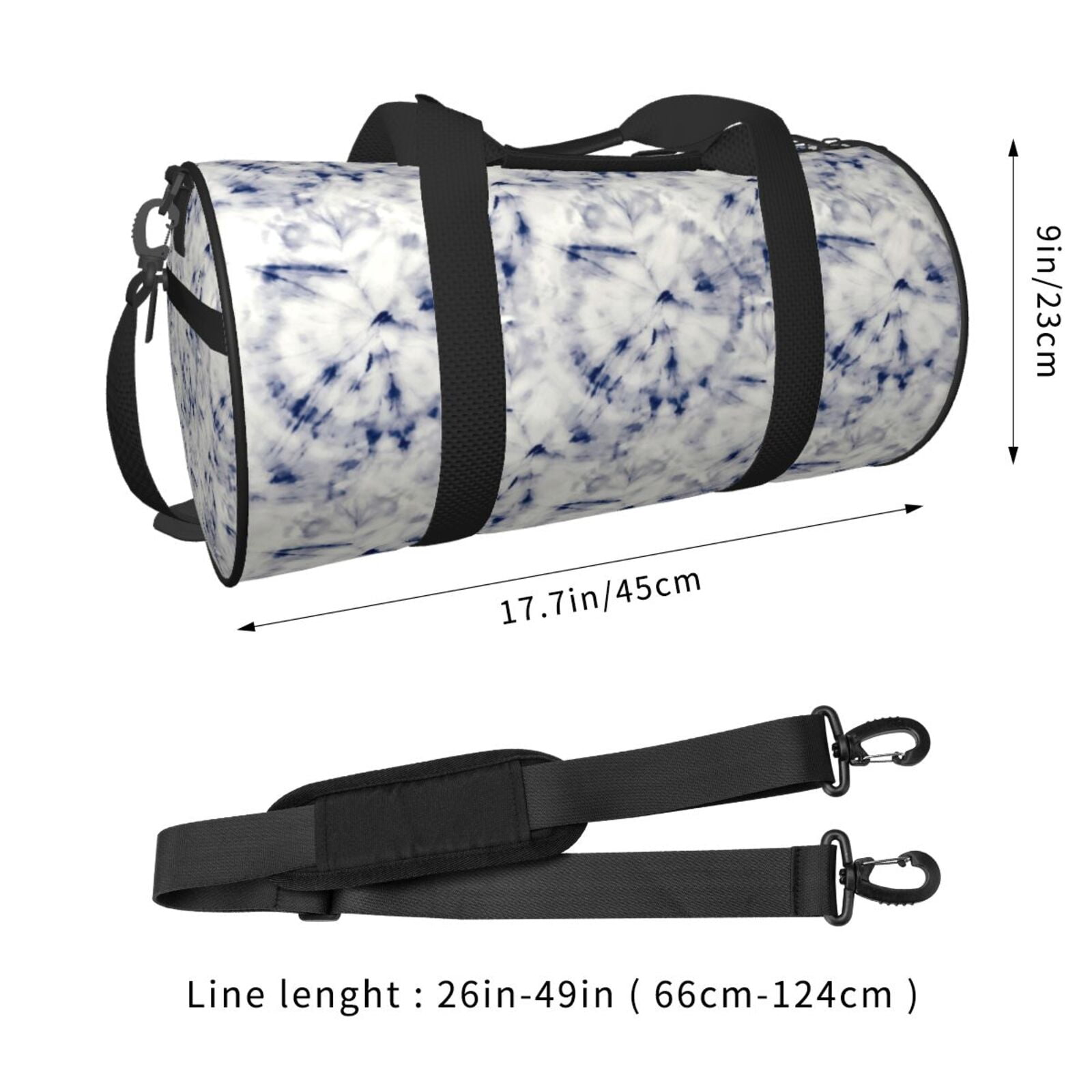 Vsdgher Indigo Tie Dye 45L Foldable Duffel Bag, Sports Gym Bag,Overnight Bag, Portable Weekender Bag for Airplanes