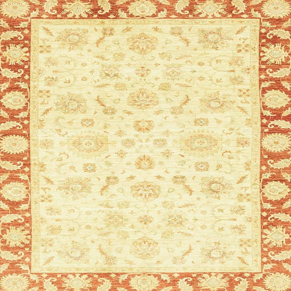 Ahgly Company Machine Washable Indoor Square Abstract Sun Yellow Area Rugs, 5' Square