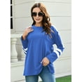 thumbnail image 4 of QINCAO Womens Long Sleeve Tops Crew Neck Pullover Casual Tunic Sweatshirts Blue, 4 of 6